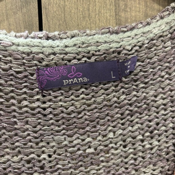 PrAna Vignette V-neck Knit Sweater Asymmetrical Purple Tart Size Large - Picture 5 of 12